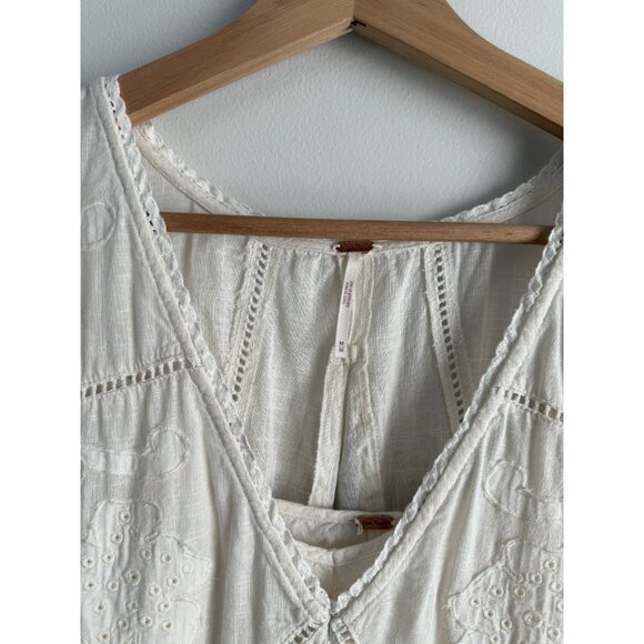Free People Daylight Crochet Embroidered Mini Babydoll Dress Ivory Coquette M - Picture 9 of 13